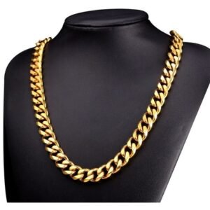 14K Yellow Gold Solid Brass Cuban Classic Chain