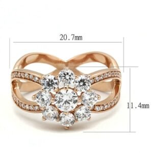 TS586 - Rose Gold 925 Sterling Silver Ring with AAA Grade CZ  in Clear - Image 2