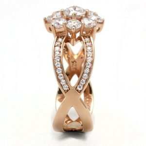 TS586 - Rose Gold 925 Sterling Silver Ring with AAA Grade CZ  in Clear - Image 4