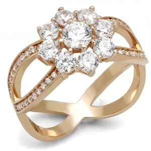 TS586 - Rose Gold 925 Sterling Silver Ring with AAA Grade CZ  in Clear - Image 5
