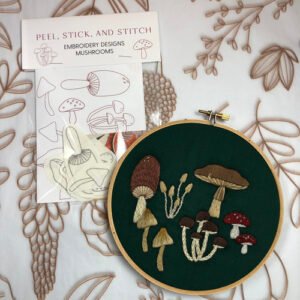 DIY Mushroom Embroidery. Peel Stick and Stitch Patterns