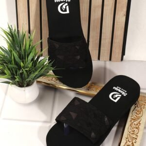 Fashion slipper for women with shiny Cloth, Black (SIZE 5K)