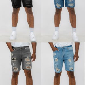 Washed Distressed Denim Shorts DSP1