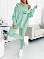 Athleisure Hoodie With Thick Thread Slim-fit Vest Pants Three Pieces Set - Image 5