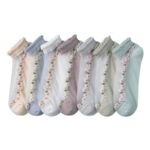 Women's Thin Spun Glass Lace Crystal Boat Socks - Image 5