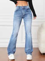 Denim High Waist Loose And Slimming Bootcut Trousers - Image 7