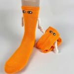 Mid Tube Black And White Couple Matching Holding Socks - Image 2