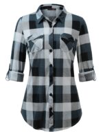 Plaid Pouch Button Cuff Comfort And Casual Printed Women's Shirt - Image 7