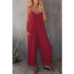 Women's Fashion Solid Color Pocket Loose Casual Sling Jumpsuit - Image 7