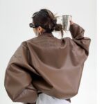 Troniche Steel Stamp PU Leather Motorcycle Jacket For Women - Image 2