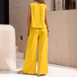 Solid Color Casual Loose Pants Sets For Women Elegant Spring Summer Women's Two Pieces Suit Full Trouser Set Female Outfit Clothes - Image 3