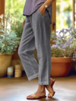 Women's Loose And Simple Solid Color Fashion Casual Pants Straight-leg Trousers - Image 5