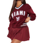 Letter Printed V-neck Long-sleeved Sweater Elastic Pleated Skirt Suit - Image 5