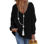V-neck Long Sleeve Knit Top - Image 2
