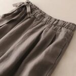 High Waist Side Lace-up Retro Art Elastic-waist Casual Pants For Women - Image 2