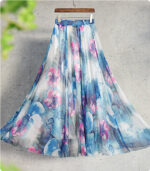Printed Elastic Waist Slimming Large Hem Skirt - Image 7