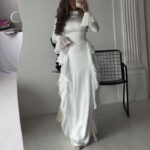 Women's Round-neck Flared Sleeves Temperament High Waist Slimming Patchwork Dress - Image 4