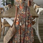 Women's Printed Medium Sleeve Long Dress - Image 6