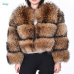 Warm Short Raccoon Fur Women's Clothing Leather Fur Coat - Image 2