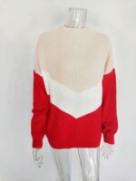 Women's Tricolor Inlaid Patchwork Knitted Sweater - Image 3