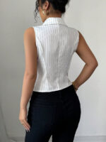 Summer European And American Temperament Striped Sleeveless Shirt - Image 3