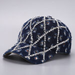 Ripped Diamond Denim Baseball Cap Leopard Rhinestone Fashion Peaked Cap - Image 8