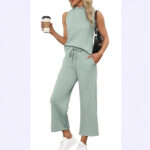 Sleeveless Top Wide Leg Cropped Pants - Image 3