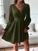 Women's Double-layer Skirt V-neck Tight Waist Dress - Image 8