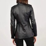 Women's Stand Collar Long Sleeve Distressed Fashion Leather Jacket Coat - Image 3