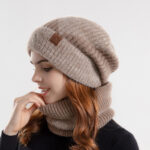 2pcs Knitted Hat Suit With Scarf Winter Two-color Hat And Thick Warm Earflaps Wool Scarf - Image 4