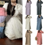 Winter Coral Fleece Sleepwear Women's Nightgown Long Night Dress Pajamas With Pockets Thickened Jacquard Dress Warm Home Clothes - Image 2