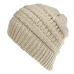 Mixed Color Knitted Wool Hat Ladies Non-labeled Ponytail Hat - Image 5