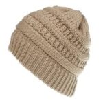 Mixed Color Knitted Wool Hat Ladies Non-labeled Ponytail Hat - Image 10