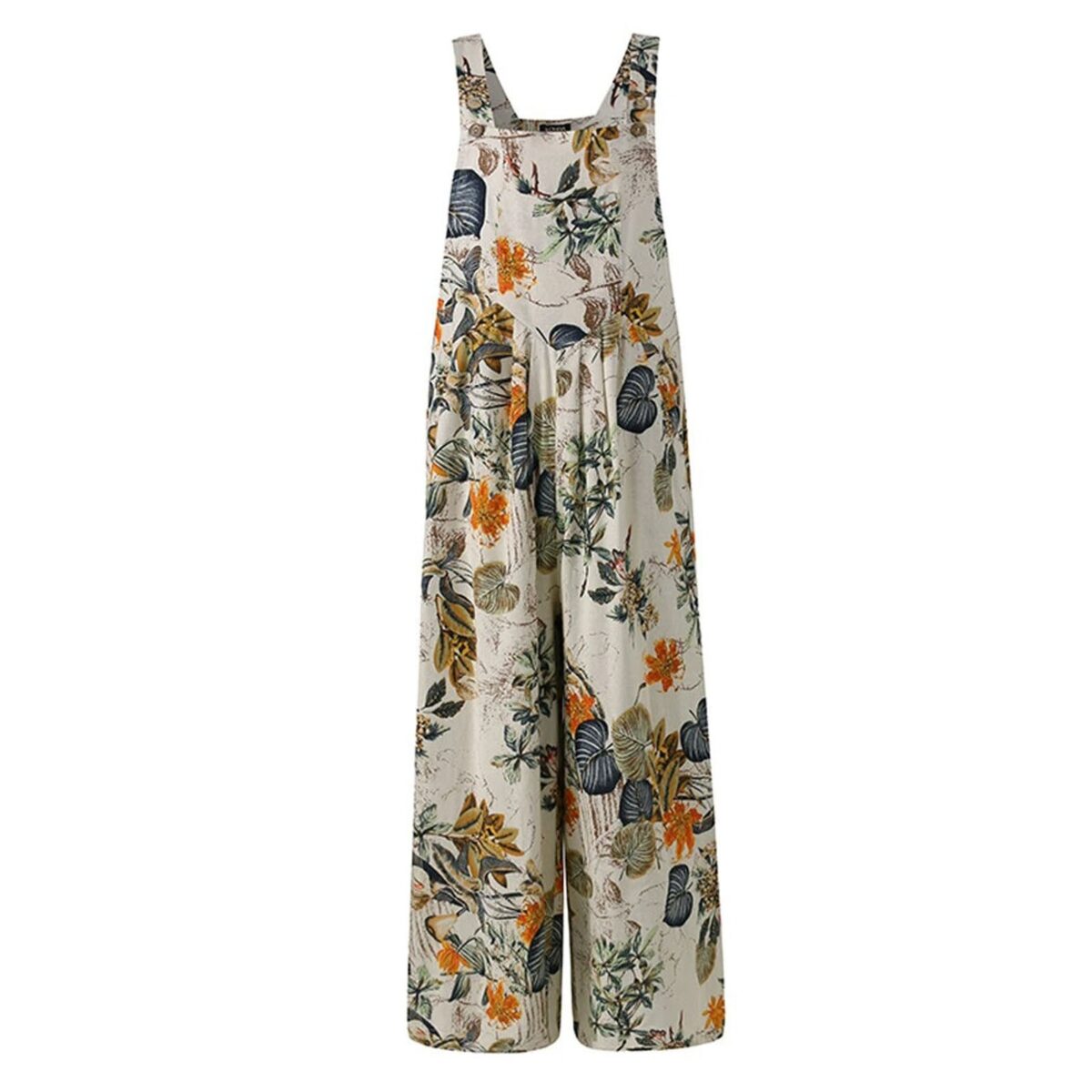 Patchwork Printed Button Suspender Jumpsuit - Image 4