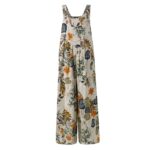 Patchwork Printed Button Suspender Jumpsuit - Image 4