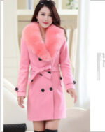Mid-length Winter Coat With Woolen Collar And Double-breasted Coat - Image 2