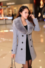 Mid-length Winter Coat With Woolen Collar And Double-breasted Coat - Image 5