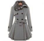 Women's Slim Mid-length Woolen Coat, Double-breasted Padded Coat - Image 2