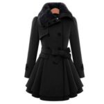 Women's Slim Mid-length Woolen Coat, Double-breasted Padded Coat - Image 3