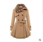 Women's Slim Mid-length Woolen Coat, Double-breasted Padded Coat - Image 5
