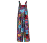 Patchwork Printed Button Suspender Jumpsuit - Image 7