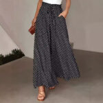 Polka Dot Print Trousers Fashion Loose Elastic Waist Wide-leg Pants Women's Clothing - Image 2