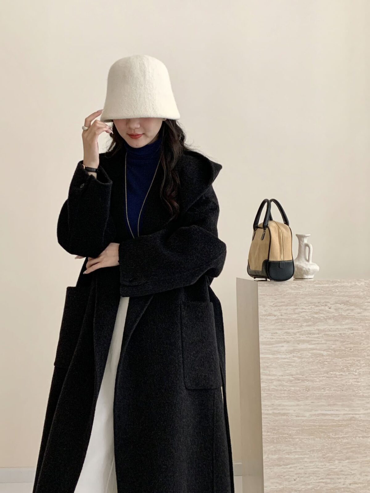Women’s Hooded Wool Overcoat - Image 6