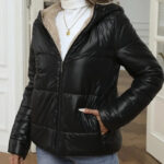 Brushed And Quilted Warm Hooded Cotton-padded Coat - Image 5