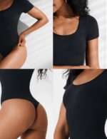 European And American Square-neck Cinched Corset Close-fitting Seamless Short Sleeve T-back - Image 9