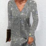 Elegant Sexy Sequined V-neck Dress - Image 6