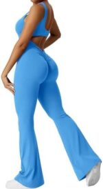 Women Sleeveless Flare Jumpsuits Fitness Yoga Long Pants - Image 9
