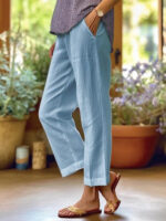Women's Loose And Simple Solid Color Fashion Casual Pants Straight-leg Trousers - Image 6