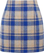 Women's High Waist Plaid Tight Pencil Wool Mini Skirt - Image 6