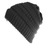 Mixed Color Knitted Wool Hat Ladies Non-labeled Ponytail Hat - Image 6